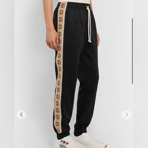 Tapered Logo-Jacquard Webbing-Trimmed Tech-Jersey Track Pants